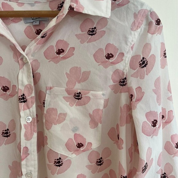 Rails Floral 100% Silk Long‎ Sleeve Button-Down Blouse – Size S - Picture 6 of 7